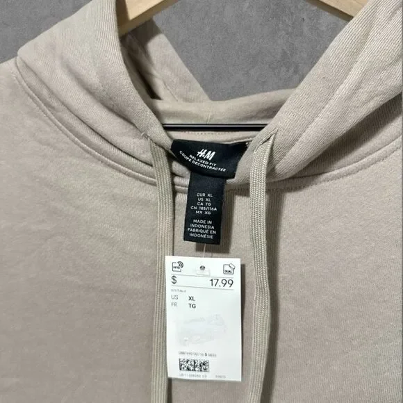 SOLD NWT H&M | Beige Relaxed Fit Sleeveless Hoodie French Terry Sweatshirt XL - Picture 3 of 6